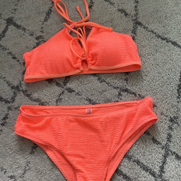 SHEIN Bright Neon Pink/Orange Top and Bottom Set - Picture 5 of 5